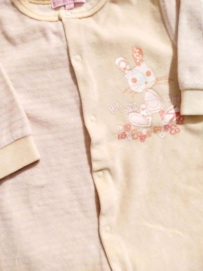 Pyjama  velours 6  mois  fille  ouverture  sur  le  devant - photo numéro 5