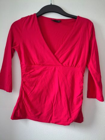 Tshirt moulant manche 3/4 - couleur framboise - taille S