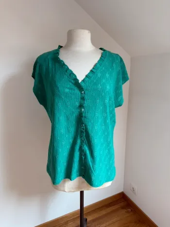 Superbe blouse fluide dentelle anglaise grain de malice L 40 42