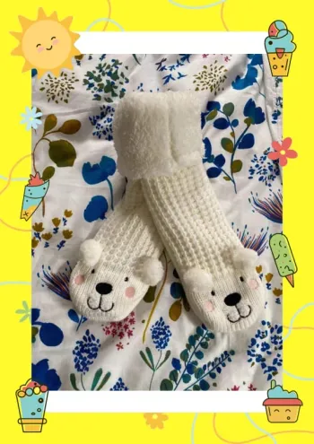 Chaussettes montantes blanches ours