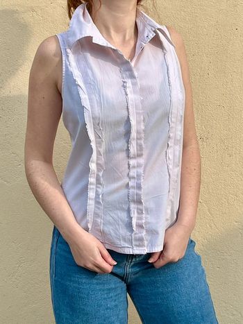 Chemises 100% coton sans manches avec bandes froufrous - rose pale