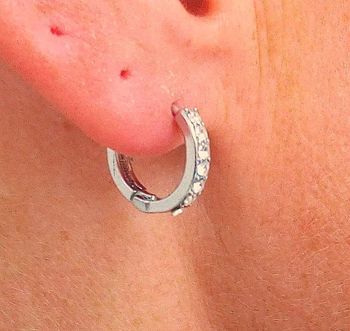 Créoles argent925  poinçonné  petits brillants