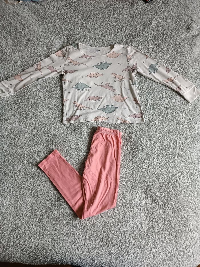 Pyjama fille 8 ans manches longues,  coton doux motif dinosaures confortable nuit - photo numéro 2