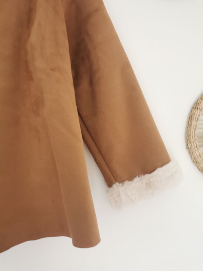 Manteau marron en suédine et fausse fourrure réversible Mango 3/4 Ans - photo numéro 9