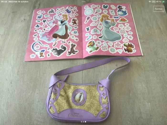 Sac et livre stickers cendrillon - photo numéro 2