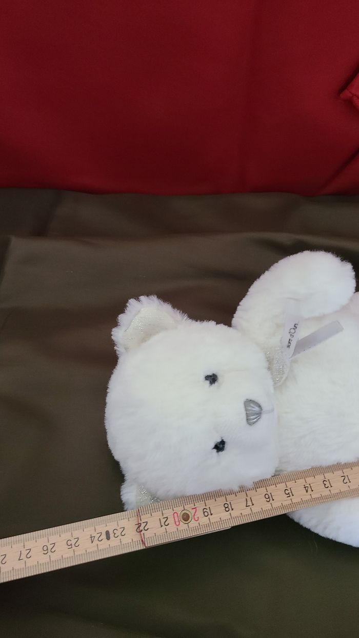 Doudou peluche HISTOIRE D'OURS Charms blanc paillettes argentées - photo numéro 3