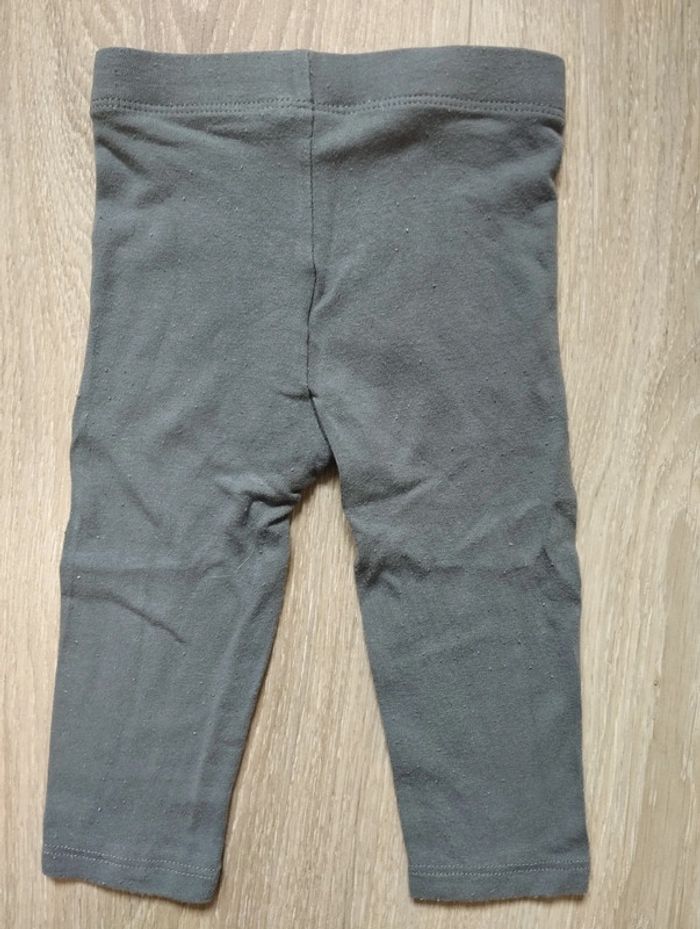 Lot leggings bleu points dorés et gris fille 6 mois - photo numéro 4