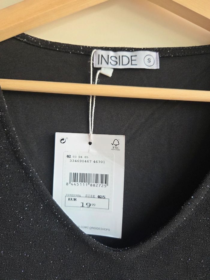 Robe noire à paillettes neuve inside - taille s - photo numéro 2