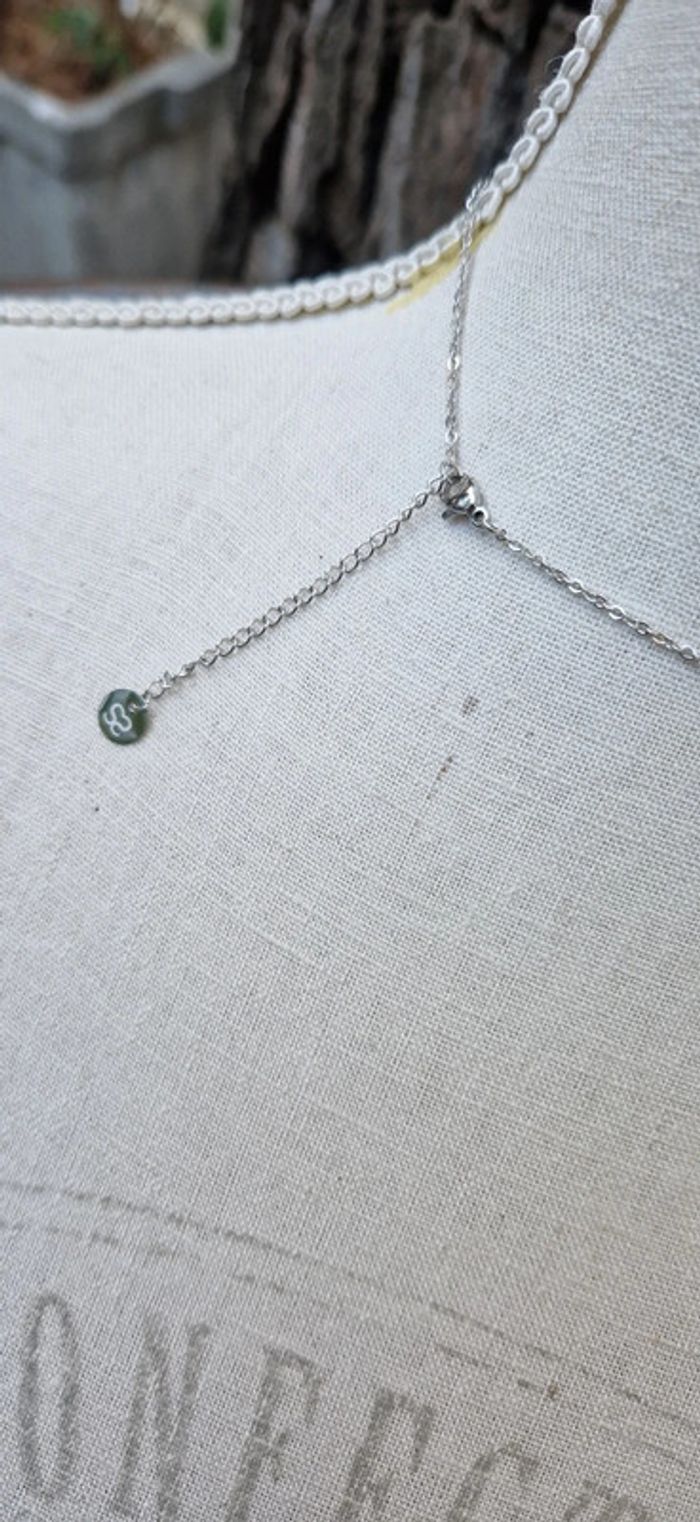 Collier réglable lien croisés acier inoxydable argent et cristaux - photo numéro 3