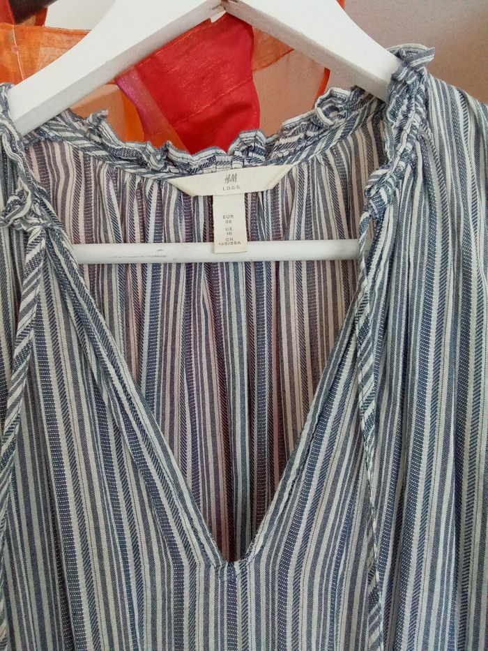 Robe doublée rayée bleu et blanc H&M taille 38 - photo numéro 6