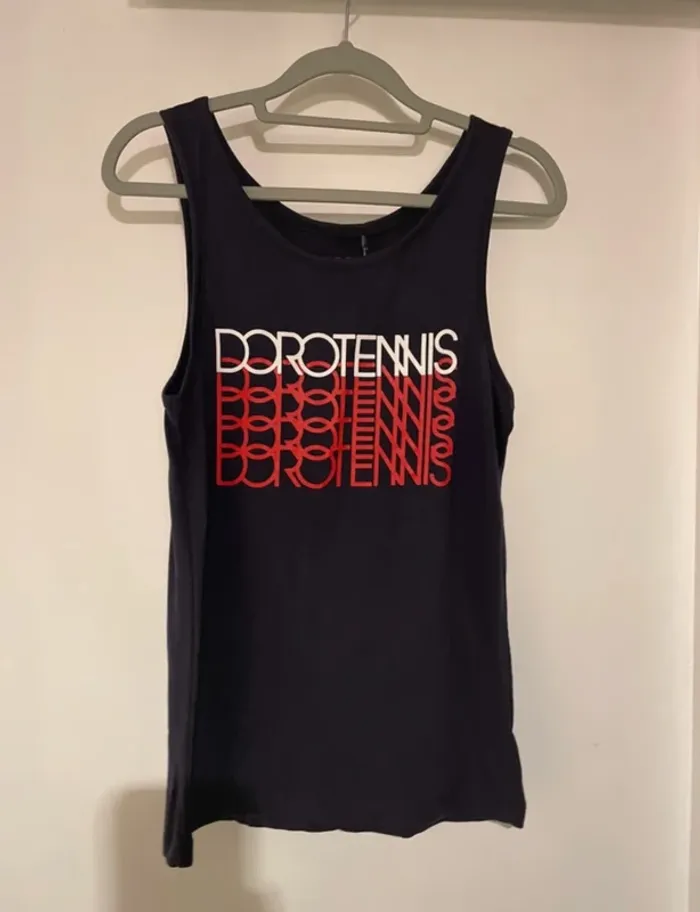 Débardeur femme Dorotennis bleu marine rouge – Taille M – Neuf avec étiquette