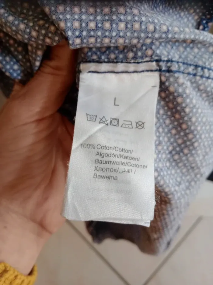 Chemise manches longues homme L bleu marine avec motif c 87 - photo numéro 8