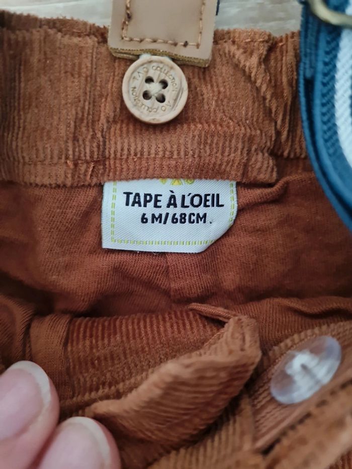 Pantalon velours avec bretelles 6 mois - photo numéro 2