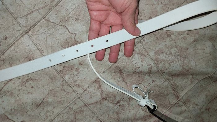 Ceinture Kaporal en cuir de vachette vernis blanc très bon état - photo numéro 8