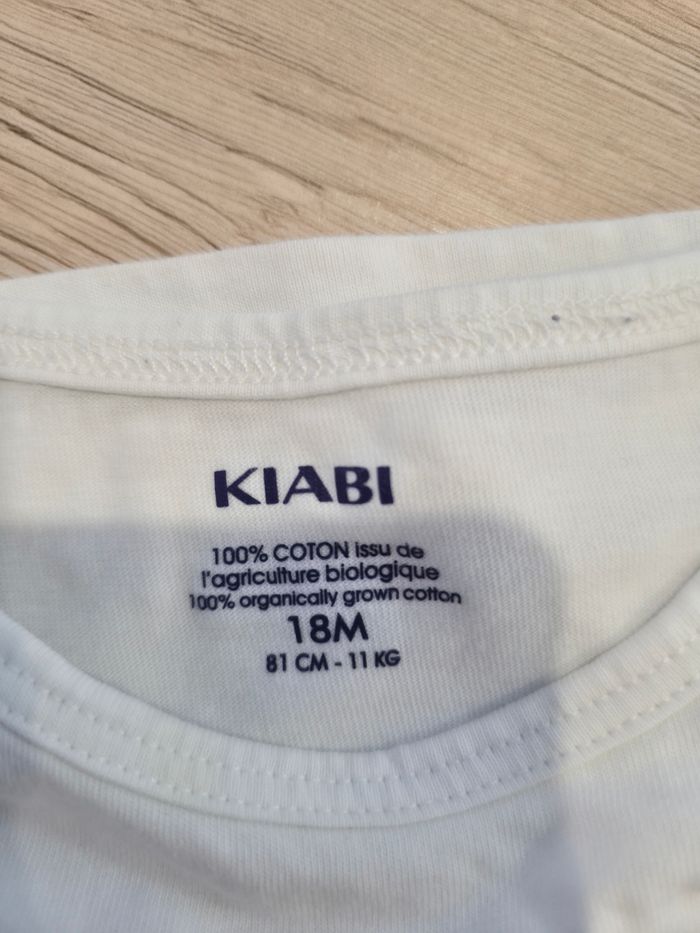 Tee-shirt manches courtes blanc à motifs vert, Kiabi, 18 mois - photo numéro 3