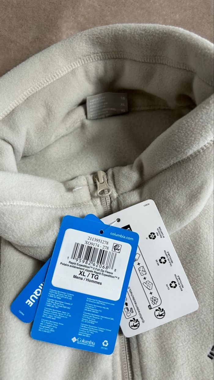 Polaire Columbia rapid expedition II blanc orange  taille XL - photo numéro 9