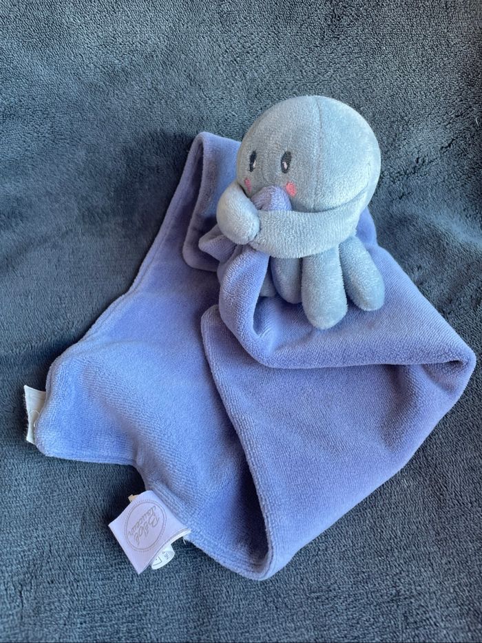 Doudou Pieuvre Poulpe bleu mouchoir Bébé Douceur - photo numéro 3
