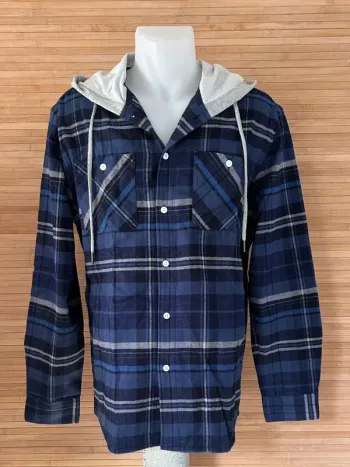 Chemise-veste en flanelle à capuche pour homme taille S bleu marine