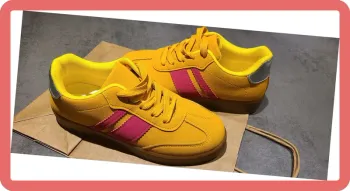 Sneakers en suédine à bandes, NEUVES, coloris Orange, Taille 38, 37, 39, 40 et 41