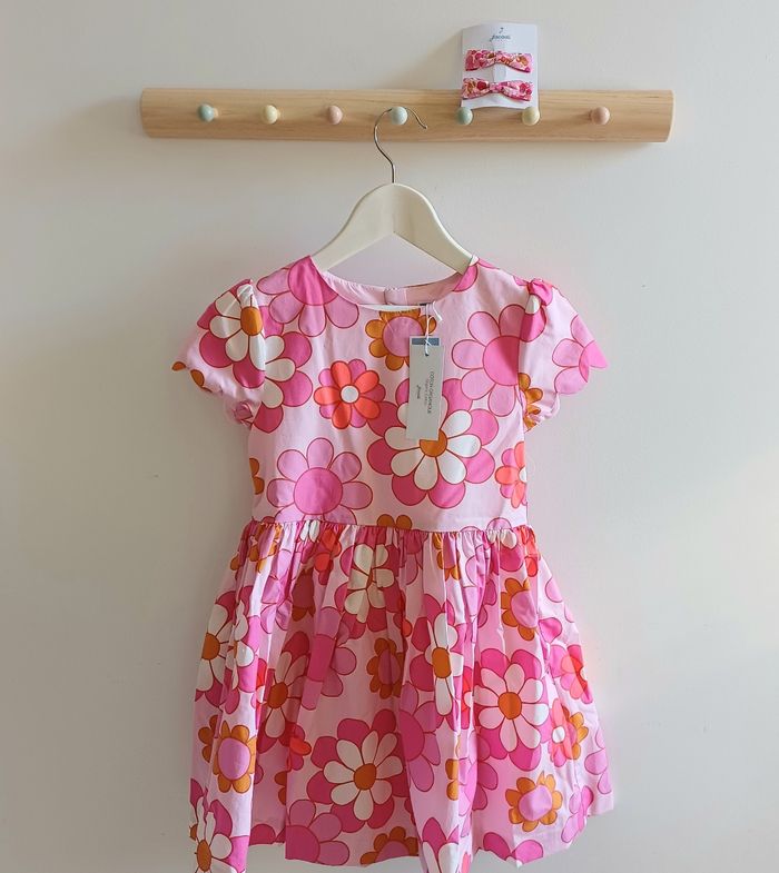 Robe motif floral et barettes assorties jacadi