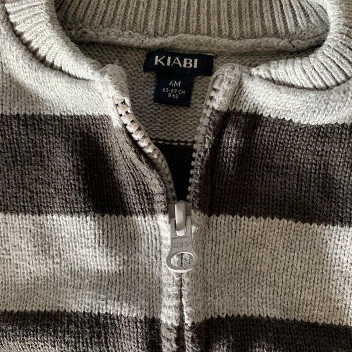 Lot 2 gilets 6 mois gris & rayures - photo numéro 2