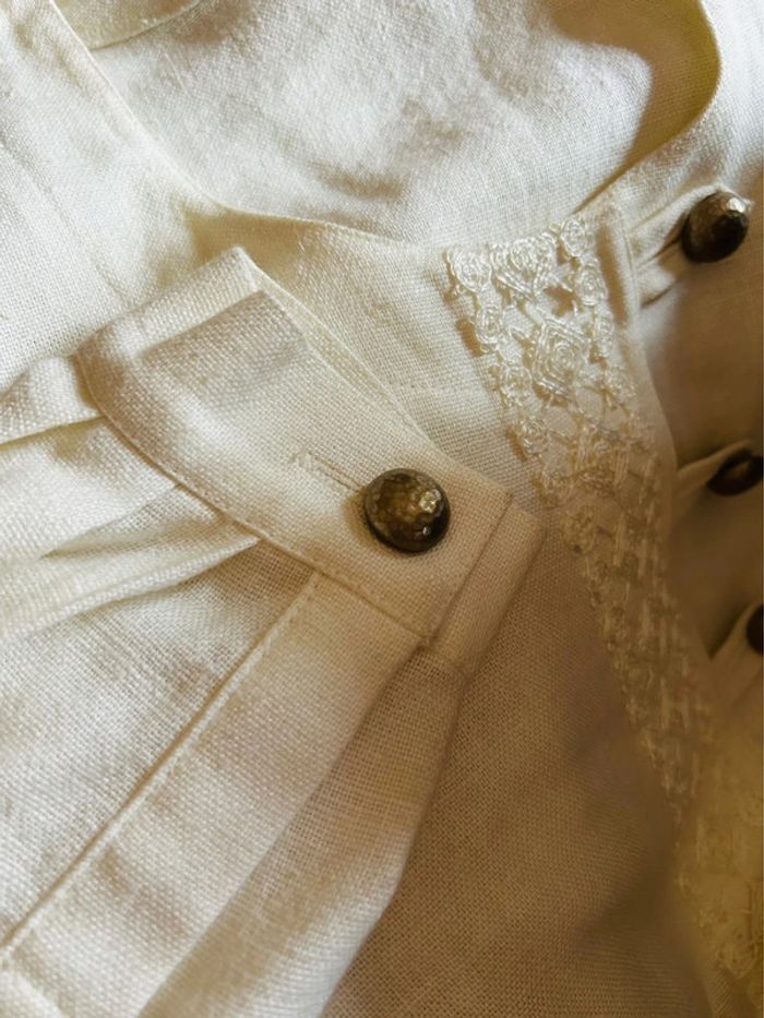 🌾Tunique en lin artisanale cottagecore bohème chic M&G taille 40 Austrian Trachten Linen tunic🌾 - photo numéro 9