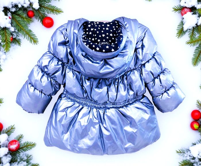 CATIMINI - NEW - MANTEAU TYPE DOUDOUNE BÉBÉ FILLE ACIER MÉTALLISÉ DETAIL BRODERIES CŒURS & AUTRES 6M - photo numéro 3