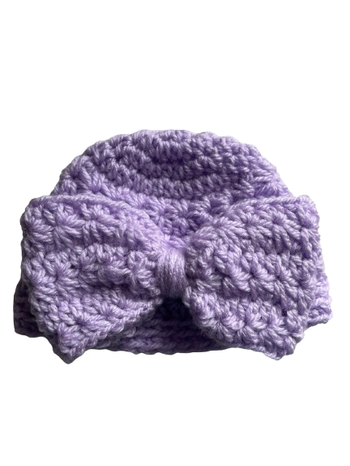 bonnet de naissance mauve lilas fait main