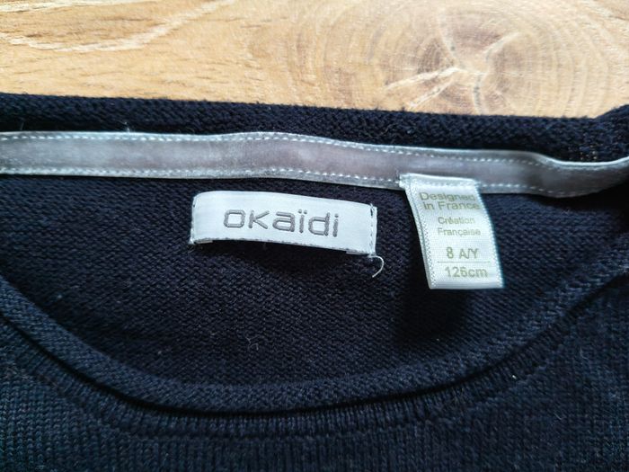 Pull fille Okaïdi bleu marine ligné 128 cm - photo numéro 6