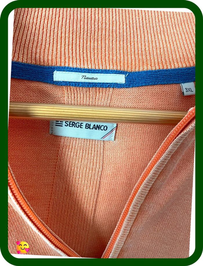 Pull coton zippé Serge Blanco – Homme – Taille XXXL – Orange effet délavé - photo numéro 4