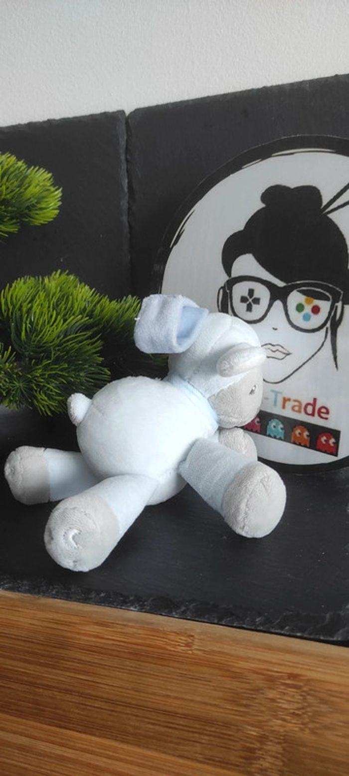 Doudou mouton bleu blanc gris sam toby lune étoile bandana nattou Peluche - photo numéro 2