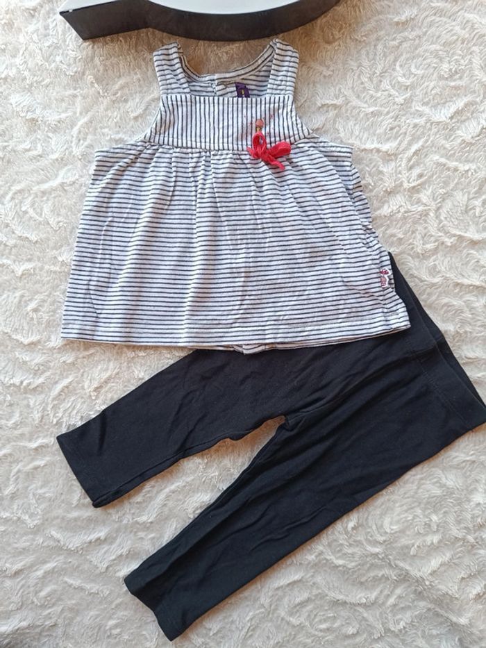 Tee shirt chemise blouse sans manche glace + legging offert Fille 18 mois Sergent major - photo numéro 2