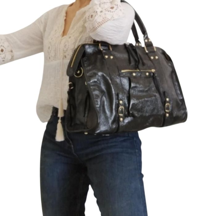 Sac cabas cuir irisé noir maxi format - photo numéro 3
