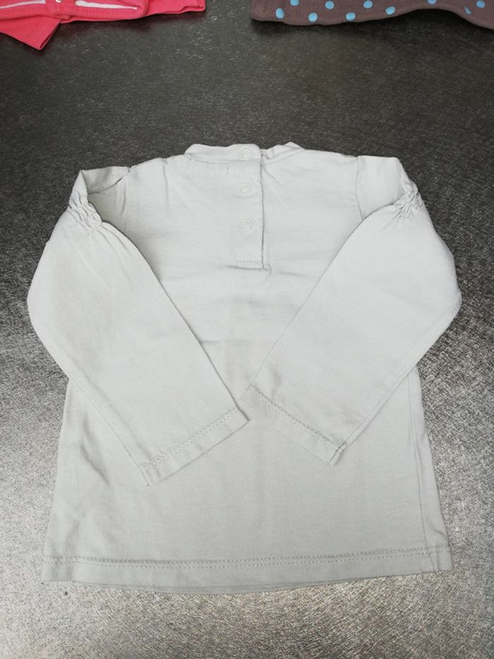 Tee-shirt manches longues gris 9 mois fille in extenso - photo numéro 4