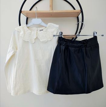 6 ans ensemble kiabi teeshirt et jupe simili cuir