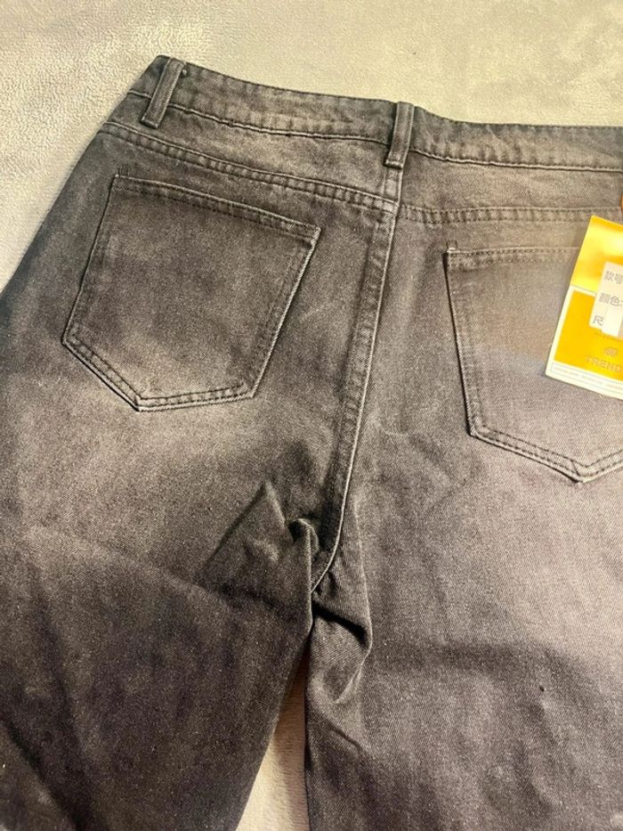 Short en denim noir jeans pearl with chain brodé style Y2K – Taille L - photo numéro 6