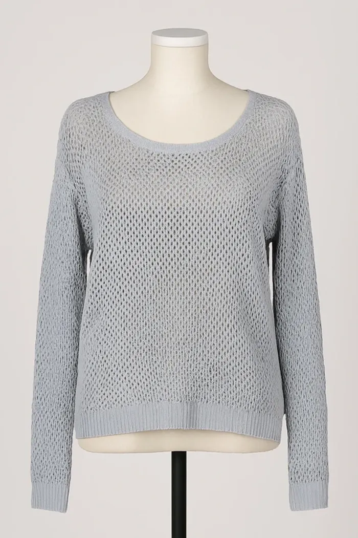 Pull en maille ajourée gris – Taille 46