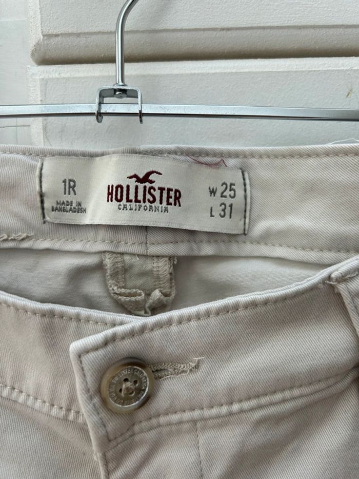 Pantalon blanc cassé hollister - beige - w25l31 taille 36 - photo numéro 3