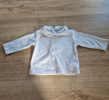 Haut blanc à col Claudine - 3 mois