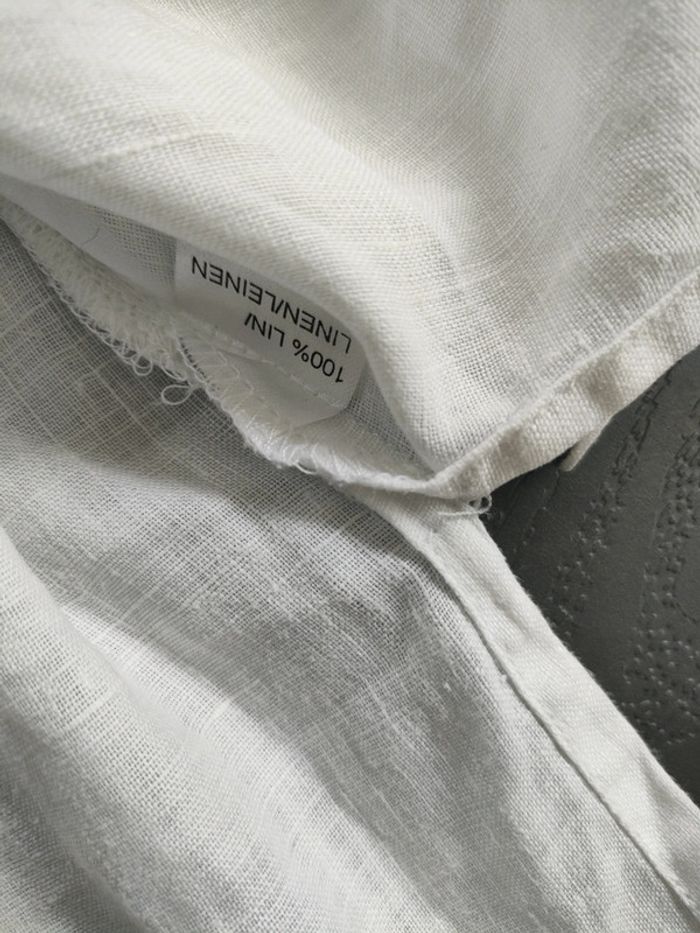 blouse en lin blanc surpiqûre noire 38 40 - photo numéro 4