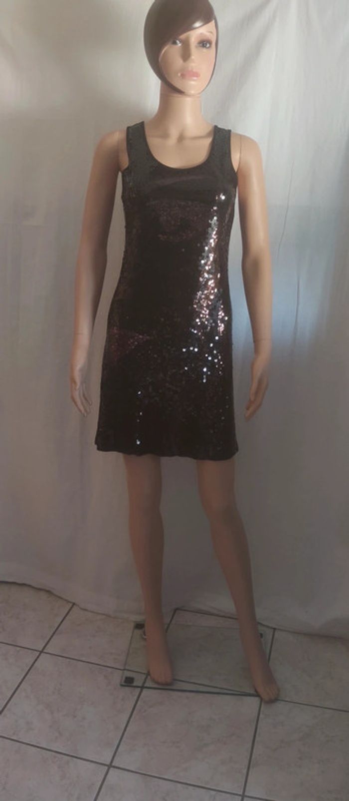 Robe sans manches à sequins T. 36 / 38 💮 91% Coton 9% Spandex - photo numéro 5