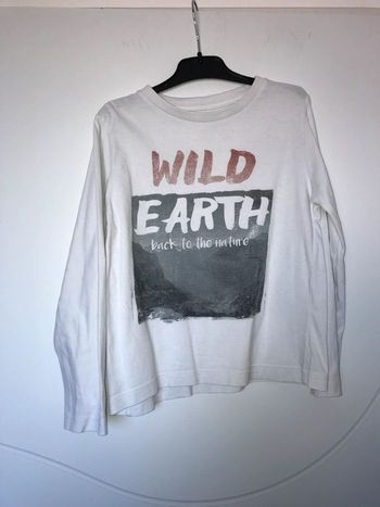 garçon |6 ans |T-shirt manches longues lavé repassé blanc à motifs kiabi
