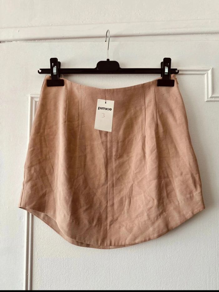 Jupe courte taille haute asymétrique beige taille 36 Pimkie