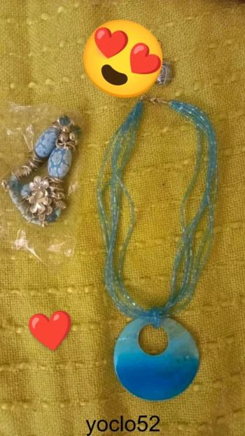 Parure bijoux bleu collier bracelet boucles y2k