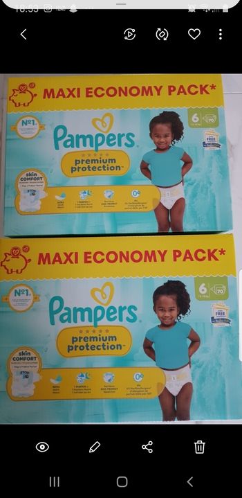 2 Pampers Premium Taille 6 Maxi Pack 