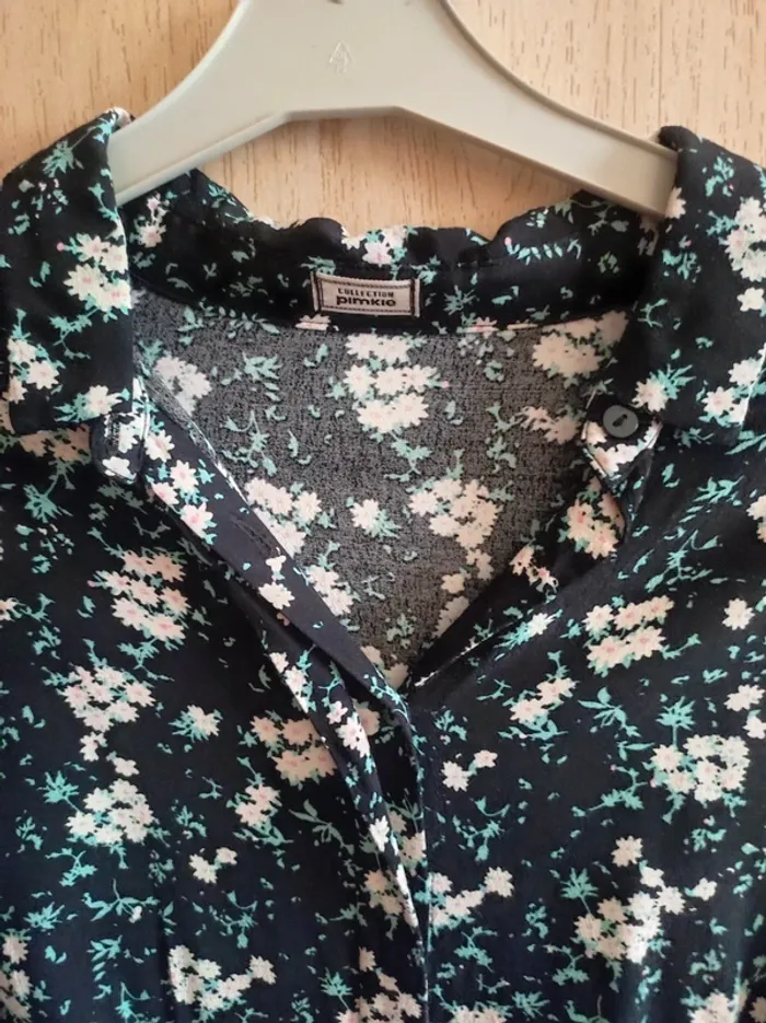 Robe chemise a fleurs manche longue - photo numéro 2
