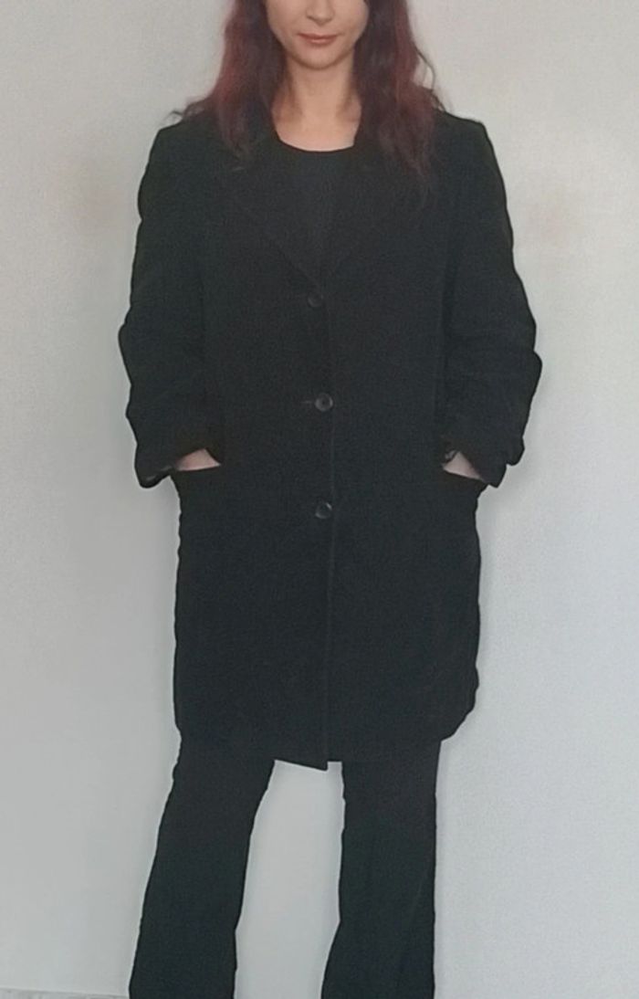 Manteau d hiver noir touché daim homme taille L - photo numéro 3