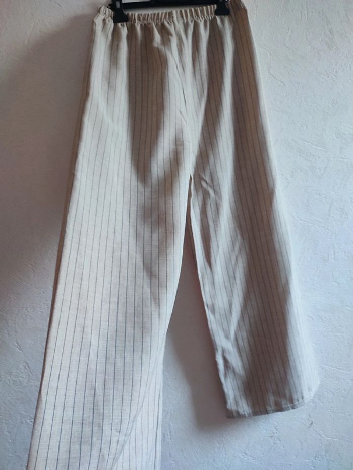 Pantalon Palazzo Beige Rayé - Taille Unique - photo numéro 4