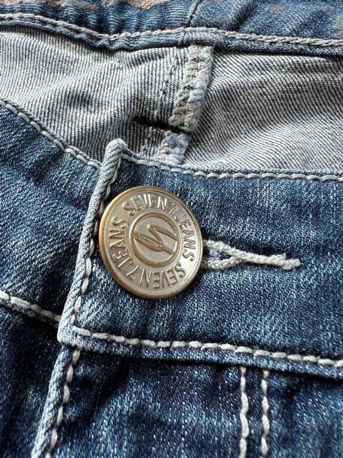 Short en jean vintage femme L/XL – bleu foncé brodé - photo numéro 13