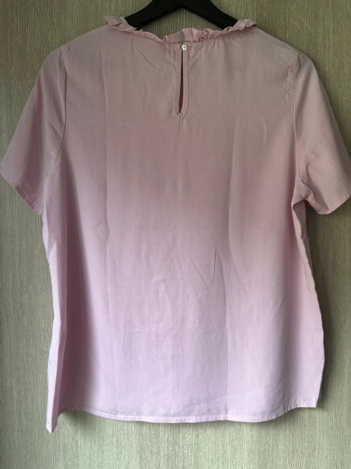 Blouse Balzac rose poudré col volanté - T38 - photo numéro 8